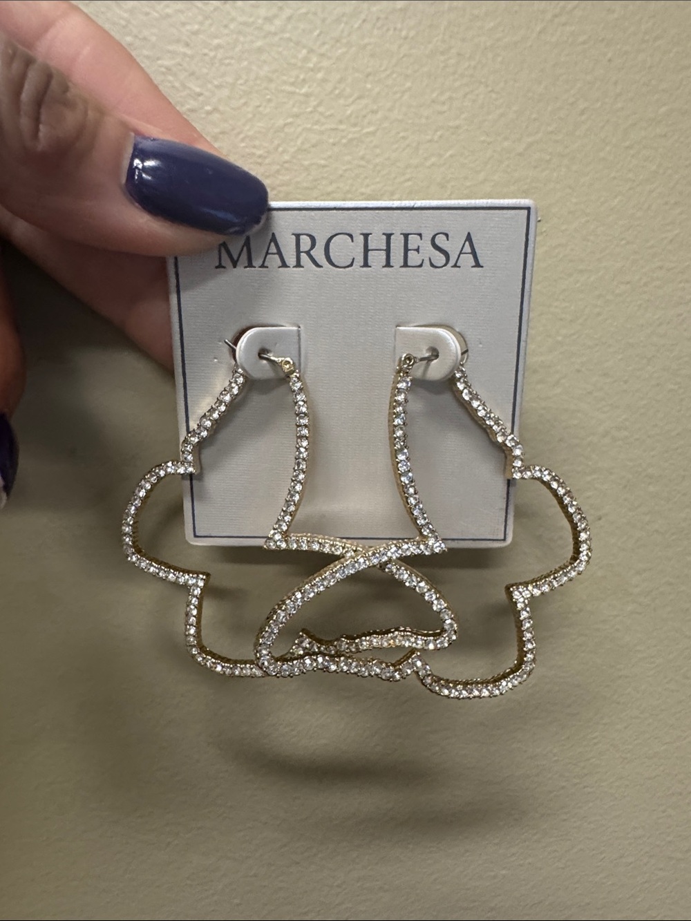 Marchesa Gold Crystal Butterfly Hoop Earrings